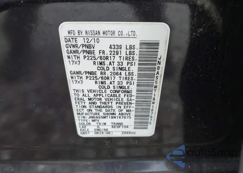 2011 Nissan Rogue Sv из США, поврежденный, VIN JN8AS5MT1BW167875